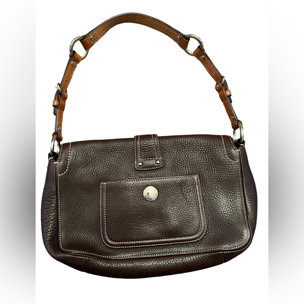 🌸Coach🌸pebble leather bag. Brown and pink stitching - Picture 2 of 16